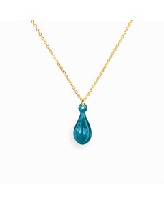 collier-pendentif-bijou-diffuseur-parfum-verre-soufflé-goutte-bleu-paon-doré-artisan-des-sens